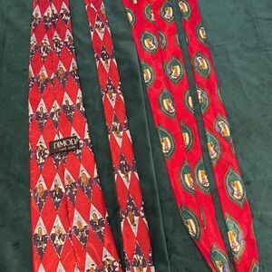 Moda Red and Multicolor Patterned Men's Tie Set Golf print boss babe golfers